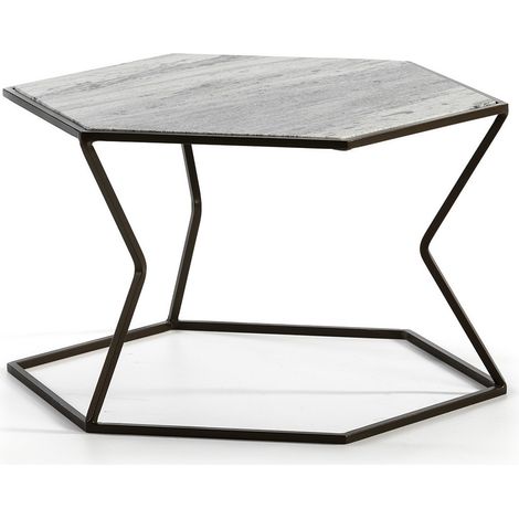 Table basse marbre gris et métal marron Trois (1/3)