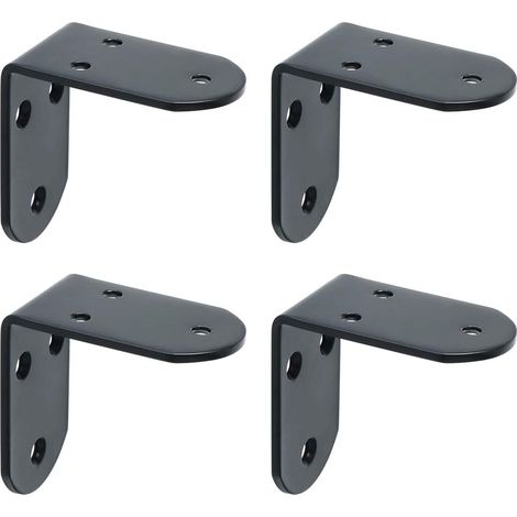 Set di 4 staffe per mensole in acciaio inox nero – Staffe per mensole flottanti, staffe angolari a L a 90 gradi, staffe resistenti per mobili in legno (6,5 x 6,5 cm) (1/5)