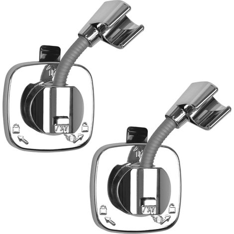 2 Pcs Adjustable Shower Head Holder, Removable Suction Cup Shower Bracket, No Drill Waterproof Reusable Shower Holders with Selfadhesive for Bathroom Laundries (1/5)