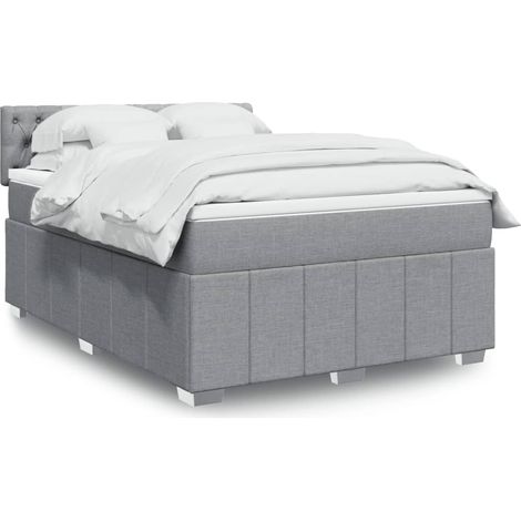 Boxspringbett mit Matratze Hellgrau 140x200 cm Stoff