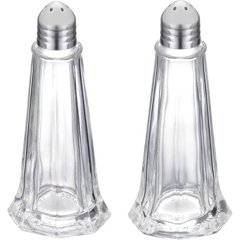 Salz- und Pfefferstreuer, 2er-Set, Fassungsvermögen: ca. 40 ml, Glas/Edelstahl, New York, Silber/Transparent, 65262270