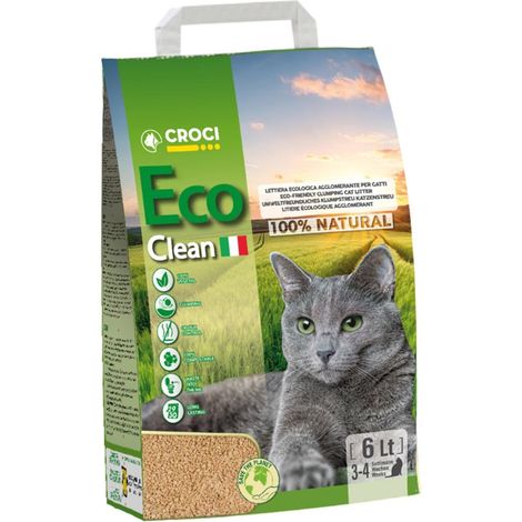 Litière agglomérante Eco Clean 6 paquets de 6 litres