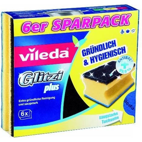 Esponja para platos Vileda glitzi plus antibacteriana 6 unidades