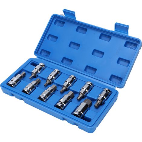 10 pièces jeu douilles embout hexagonal acier chrome-vanadium pour clé à cliquet réparation auto manuelle 1/2 pouce (1/5)