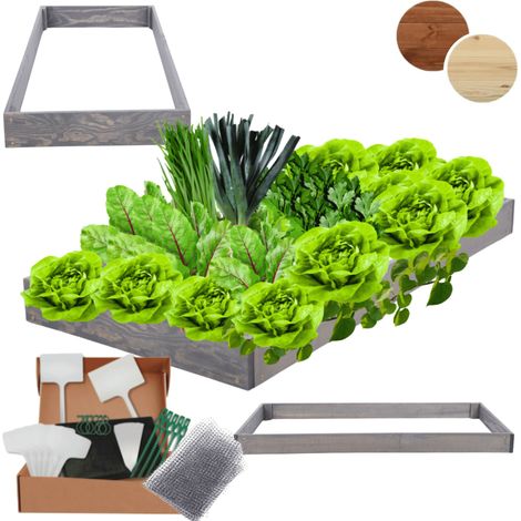 MODO24 ZP09 Carré potager surélevé en escalier modulable, bois de pin, herbes/légumes, jardin/terrasse/balcon, 9x60x90 cm, gris (1/5)