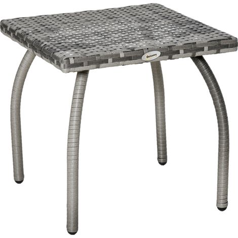 Tavolino da Giardino 45x45x44 cm in Rattan Sintetico Grigio (1/5)