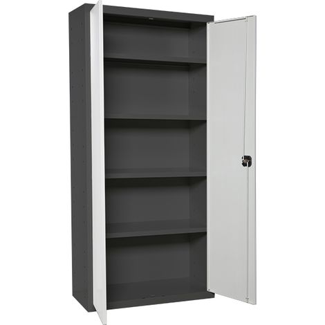 SimonRack Armoire Métallique Balai 1800x600x400 mm, 2 Porte, 4 Étagères, Anthracite/Blanc - Simonlocker (1/4)