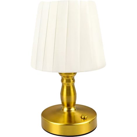 Lampe table vintage rechargeable sans fil abat jour plissé (1/5)