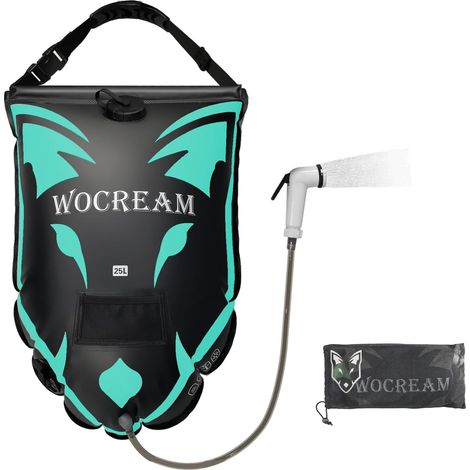 Outdoor Camping Shower, 6.6 Gallon/25L Camping Shower Bag, TPU Shower Bag, Large Water Flow, Hand Shower, Solar Shower, Portable Shower for Camping, Beach, Backpack, Blue (1/5)