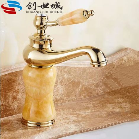 European and American style brass basin single-hole hot and cold water faucet for bathroom sinks and washbasins - splash-proof faucet - Model F