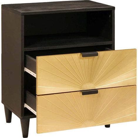 Maison Exclusive - Comodino Nero e Oro 50 x 33 x 62 cm Legno ingegnerizzato (1/5)