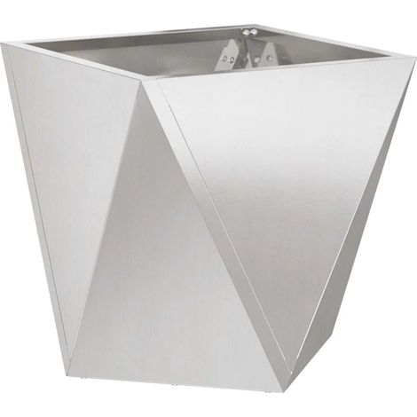 Fioriera quadrata moderna design chic esterno 40 x 40 x 40 cm in acciaio inossidabile argento 020053070