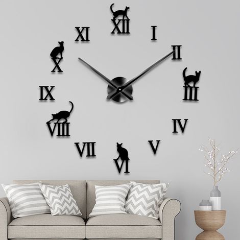 YMYNY Horloge murale fonction acrylique minimaliste horloge murale moderne bricolage horloge murale 3d miroir décoratif Surface autocollant décor de bureau à domicile (1/4)