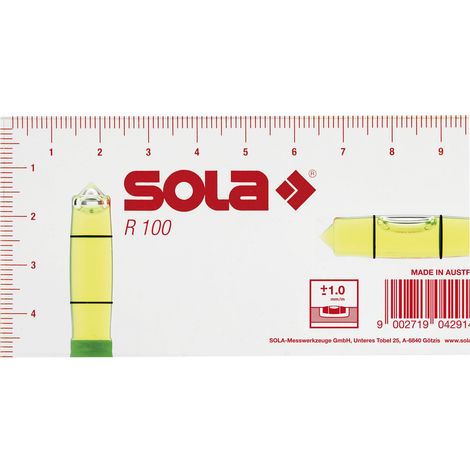 SOLA Klein-Wasserwaage R100 Abmessung 100 x 50 x 15 mm