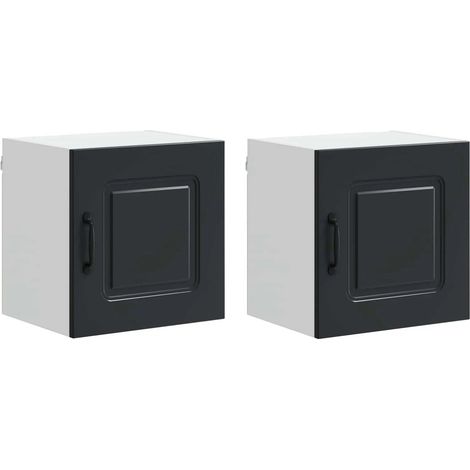 Set di 2 pensili da cucina moderni efficienti per riporre oggetti 40 x 31 x 40 cm in legno composito nero 020053556