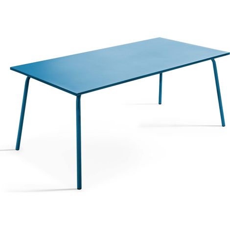 Table de jardin ractangulaire en métal bleu pacific - Palavas (1/5)