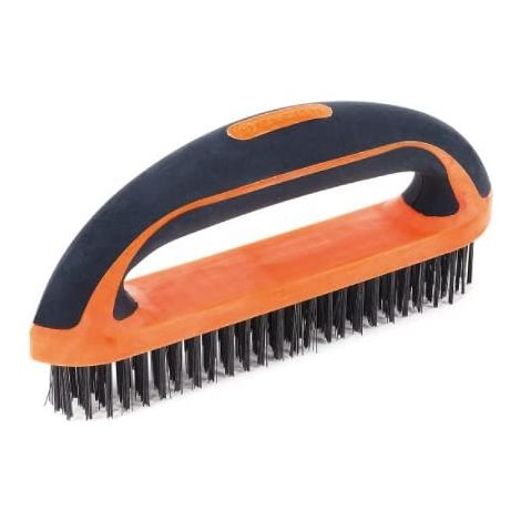 TACTIX - SPAZZOLA CON SETOLE IN ACCIAO 210MM - IMPUGNATURA BICOLORE ERGONOMICA