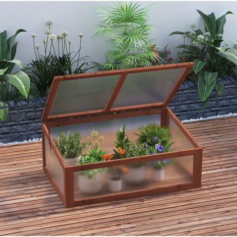 Mini-Gewächshaus aus Holz und Polycarbonatplatten, 100 x 65 x 40 cm, braun OKMYHOME (1/5)