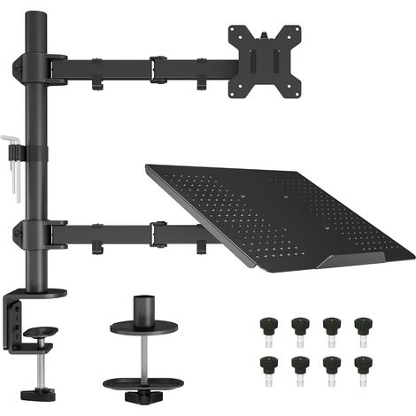 Support Ecran PC Moniteur avec Plateau pour Ecran LCD 13 à 27 Pouces et Ordinateur Portable jusqu'à 17” (1/5)