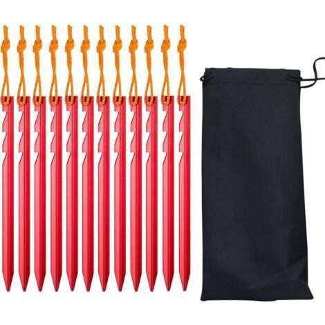 Piquet de Tente,Piquets de Tente,12 Pièces Sardines de Fixation,Piquet Tente Aluminium,Sardine Tente 18cm,Sardines Camping pour Bâche de Camping Bâche de Plage (1/4)