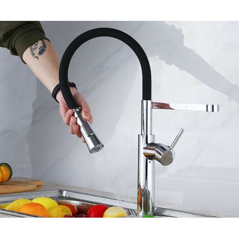 Miscelatore rubinetto lavello cucina con doccetta monocomando canna alta 59660 (1/2)