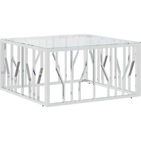 Maison Exclusive - Couchtisch 80x80x40 cm Edelstahl und Glas (1/5)