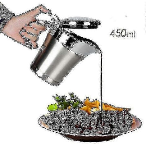 Saucière isotherme en inox avec couvercle, pichet à sauce à double paroi pour service chaud et froid (1/4)