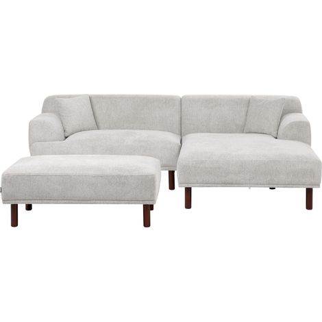 Corner Sofa 3 Seater HOLT Fabric Light Grey Left Hand