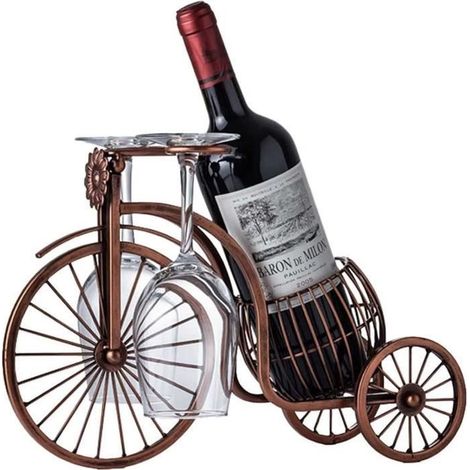 Porte-bouteille de vin créatif en fer forgé - Tricycle - Casier à vin décoration rétro - Présentoir étagère (1/4)