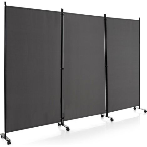 3 Panel Room Divider on Wheels Rolling Privacy Screens Portable Freestanding (1/5)