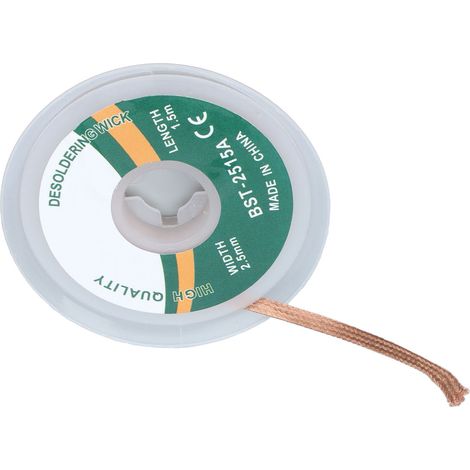 Bande à dessouder cuivre alliage absorbeur d'étain sans nettoyage outil désemboutissage 1,5 m 2,5 mm (2515A) (1/5)