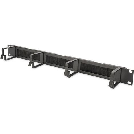 DIGITUS Panel de gestión de cables con tira de cepillo - 1U - 4 soportes guía 44 x 60 mm - 19 pulgadas - Para armarios de red y cables de red - Negro (1/3)