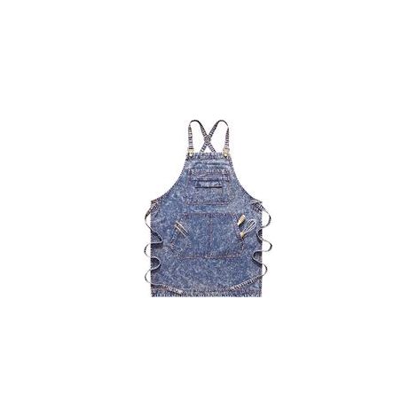 Abbigliamento da lavoro per esterni, grembiule da lavoro in denim con tasche, spalline incrociate e design regolabile adatto per ristoranti - Crezuo