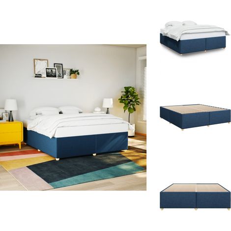 Bettgestell ohne Matratze Blau 200x200 cm Stoff - Bettgestell - Bettgestelle - Bett - Betten (1/5)