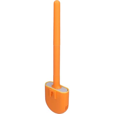Set di scopini per WC, testina piatta rimovibile per WC a parete con base aeratrice per casa, hotel e bagno (arancione vibrante).