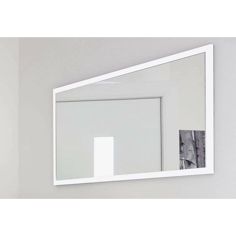 Dmora Espejo de pared con marco, Made in Italy, Espejo de baño, 120x2h60 cm, color blanco brillante, con embalaje reforzado (1/5)
