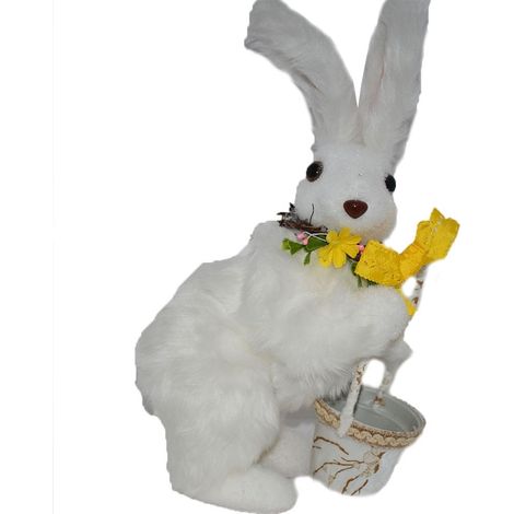 Coniglio con Cestino di Pasqua decorazioni pasquali arredo casa Idea Regalo allestimento vetrine Negozio a Tema 38cm (1/5)