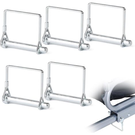 5pcs 8x60mm Goupille de Blocage, Automatique de Sécurité de Verrouillage Carrée avec Fermeture à Encliquetage pour Remorques, Tracteurs, Camions à Bascule de Jardin de Pelouse de Clip Agricole (1/5)