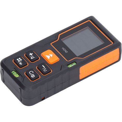 Télémètre laser HD40 40m avec écran numérique, niveau à bulle, ABS étanche, pour bricolage intérieur et chantier, livré avec 2 piles et lanière (1/5)