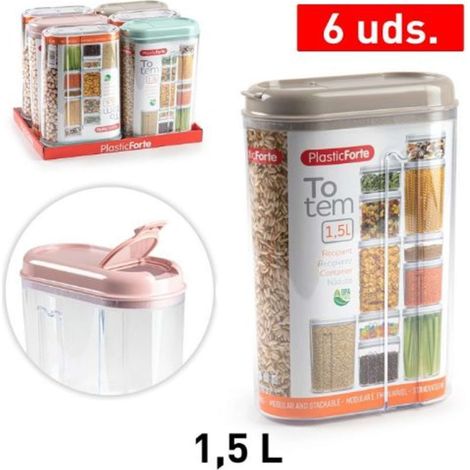 1 Pezzo Barattolo Recipiente Totem da Cucina in Plastica 1,5 Litri 3 Colori