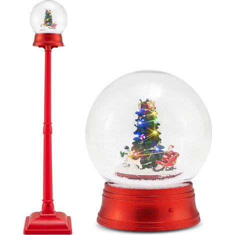 COSTWAY 150 CM Lampione Natalizio Musicale, Lampada Festiva con Lanterna a Globo di Neve Attivata dal Suono, Albero di Natale, Babbo Natale, Soldato e Scatole Regalo (Modello 3) (1/5)