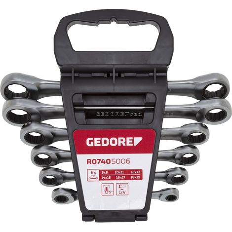 Gedore RED 3300898 R07405006 Jeu de clés à cliquet annulaires doubles 6 pièces Ouverture de clé (métrique) 8 - 19 mm (1/2)