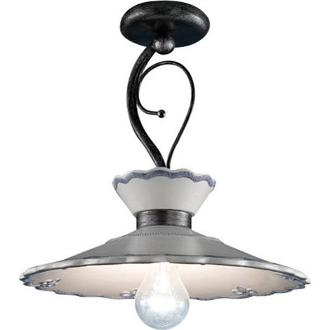 Plafoniera Classica Ravenna Metallo E Ceramica Nero Sfumato Arg. 44Cm 1 Luce E27 (1/4)