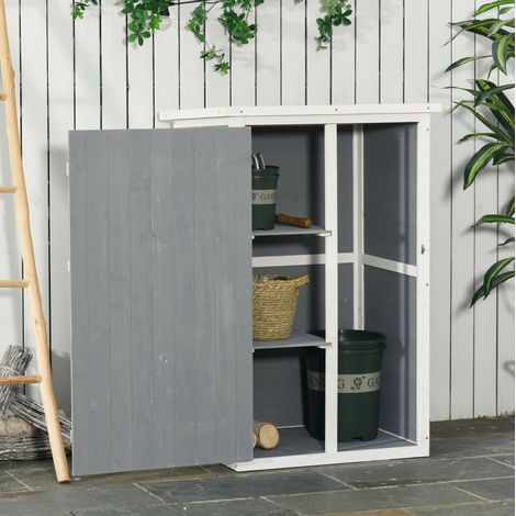 REDOM armario de jardín 75x56x115 cm, 2 estantes interiores, puerta con cerradura, madera negra (1/5)
