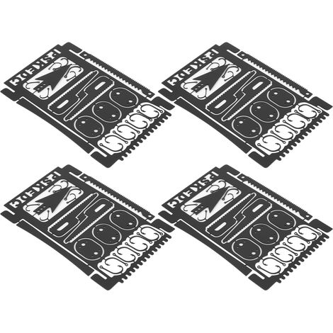 4 Cartes Multifonctions en Acier Inoxydable pour Camping et Survie - Noir Léger (1/5)