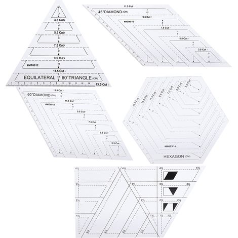 Transparente Patchwork-Schablonen (5er-Set) zum Nähen und Quilten Schnitt- und Bastelanleitung. (1/5)