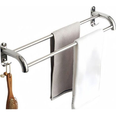 Porte-Serviette Murale Double Barre - Acier Inoxydable - 101,6 cm - Pour Salle De Bain Cuisine Buanderie - 1 Pièce (1/4)