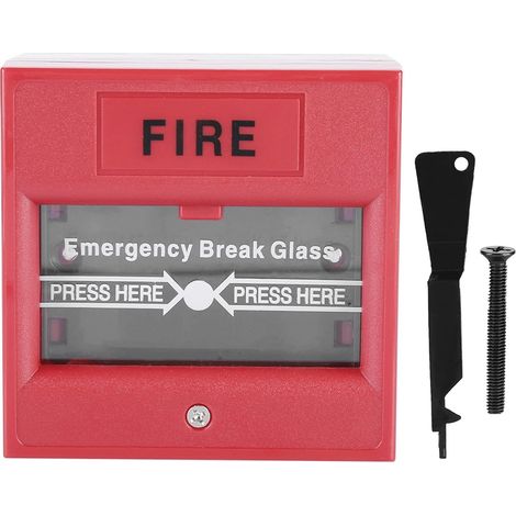 Bouton d'alarme incendie de sortie de secours de porte, interrupteur d'alarme cassé en verre de sécurité de déverrouillage de porte d'urgence pour la boîte d'urgence d'incendie de sécurité à domicile (1/5)