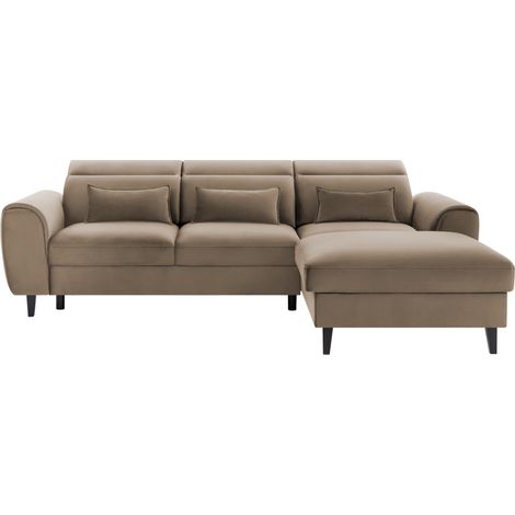 Canapé d'angle convertible marron angle droit 4 places FABLE (1/5)