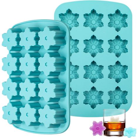2er Set Silikonform Schneeflocken für Eiswürfel & Pralinen, Hitzebeständig